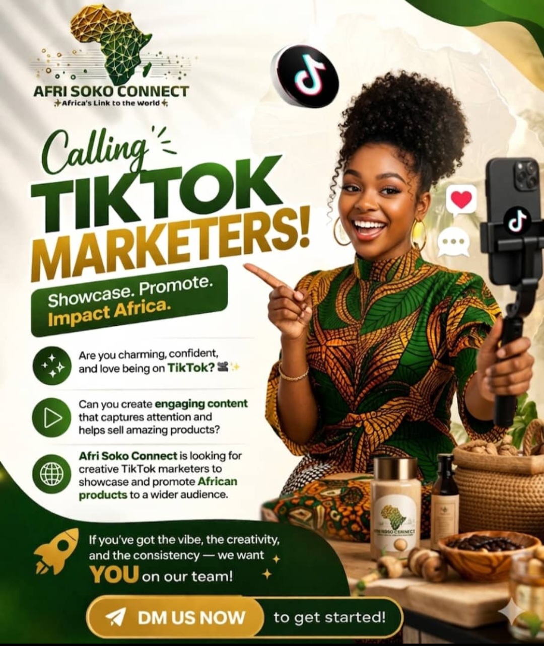 Calling TikTok Marketers! Showcase African Products, Make an Impact, and Get Paid – Join Afri Soko Connect